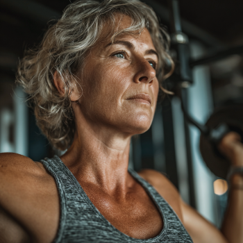 Старша жінка виконує вправи йоги на природі